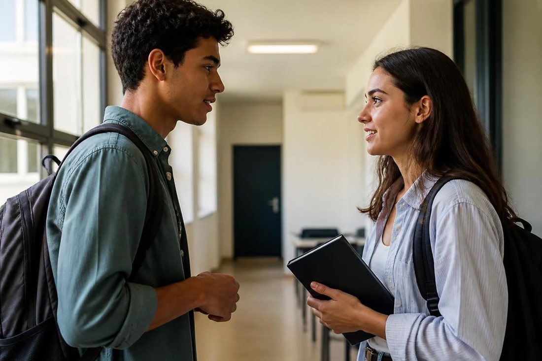 Grupo reduzido em volta de uma mesa comprida lendo teses impressas